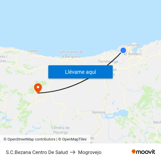 S.C.Bezana Centro De Salud to Mogrovejo map