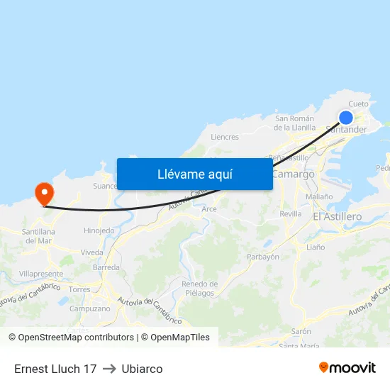Ernest Lluch 17 to Ubiarco map