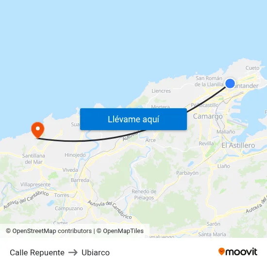 Calle Repuente to Ubiarco map
