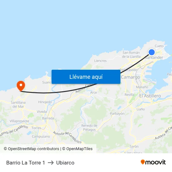 Barrio La Torre 1 to Ubiarco map
