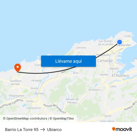 Barrio La Torre 95 to Ubiarco map