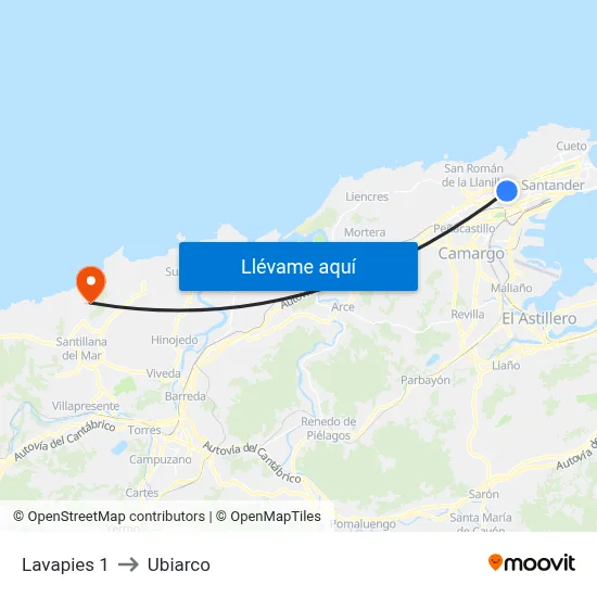 Lavapies 1 to Ubiarco map