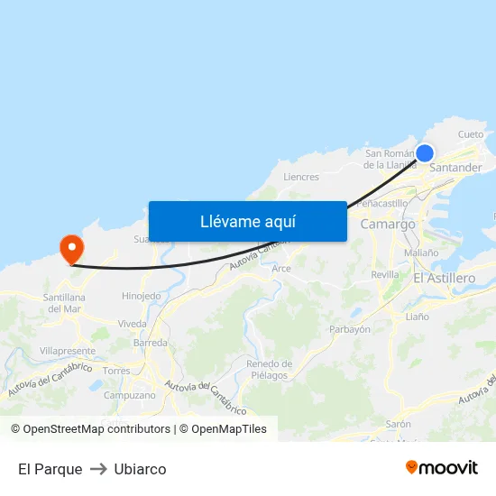 El Parque to Ubiarco map