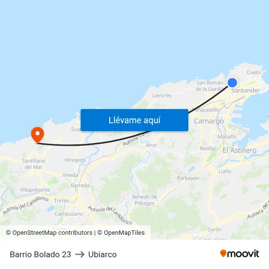 Barrio Bolado 23 to Ubiarco map