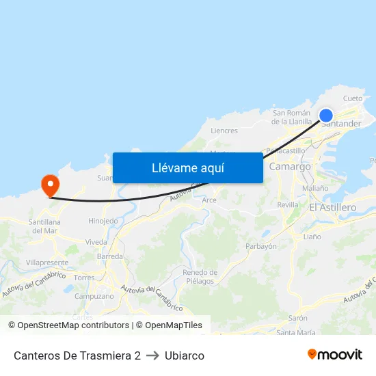 Canteros De Trasmiera 2 to Ubiarco map