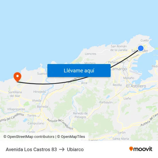 Avenida Los Castros 83 to Ubiarco map