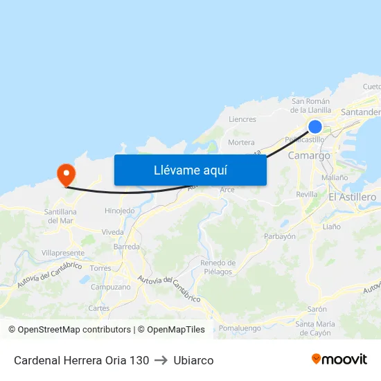 Cardenal Herrera Oria 130 to Ubiarco map