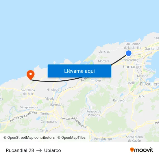 Rucandial 28 to Ubiarco map
