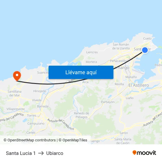 Santa Lucia 1 to Ubiarco map
