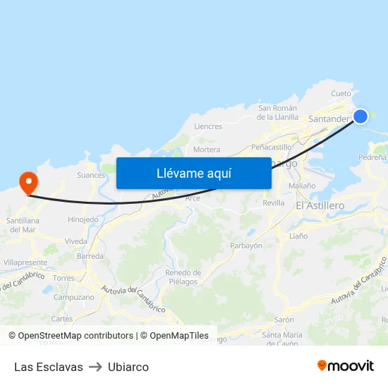 Las Esclavas to Ubiarco map