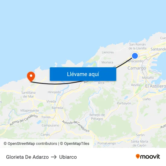 Glorieta De Adarzo to Ubiarco map