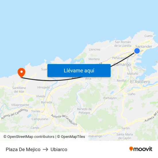 Plaza De Mejico to Ubiarco map