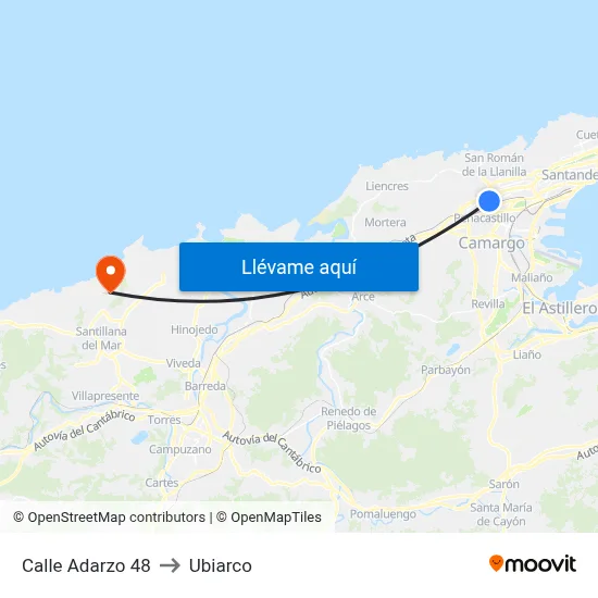 Calle Adarzo 48 to Ubiarco map