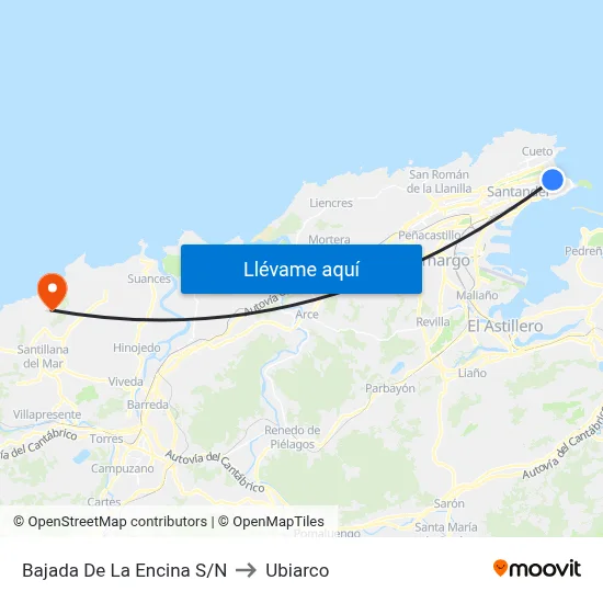 Bajada De La Encina S/N to Ubiarco map