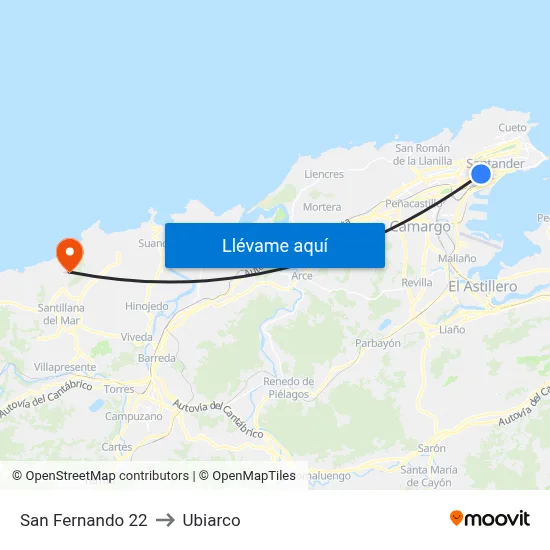 San Fernando 22 to Ubiarco map