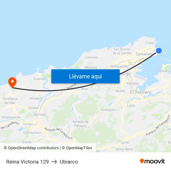 Reina Victoria 129 to Ubiarco map