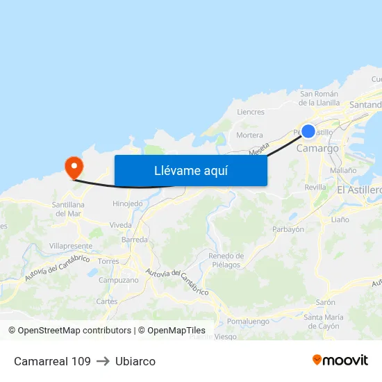 Camarreal 109 to Ubiarco map