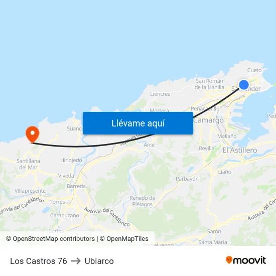 Los Castros 76 to Ubiarco map