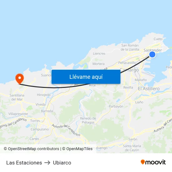 Las Estaciones to Ubiarco map