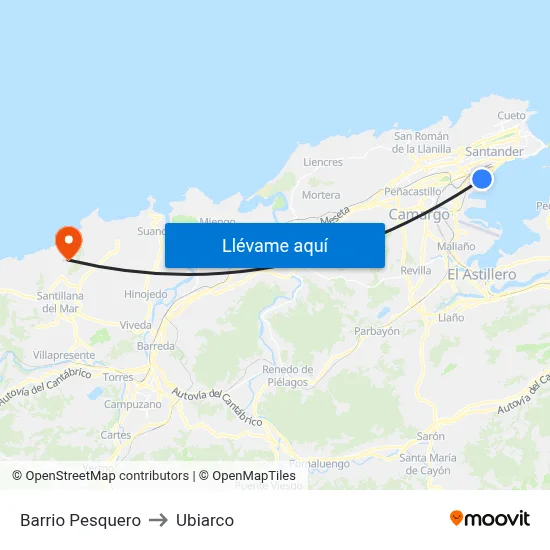 Barrio Pesquero to Ubiarco map
