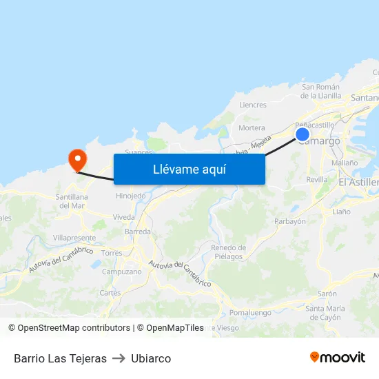 Barrio Las Tejeras to Ubiarco map