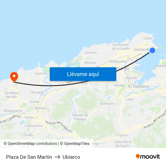 Plaza De San Martin to Ubiarco map