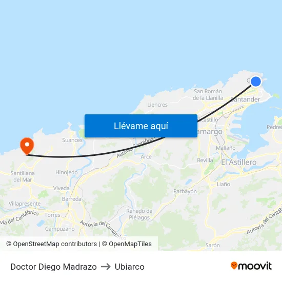 Doctor Diego Madrazo to Ubiarco map