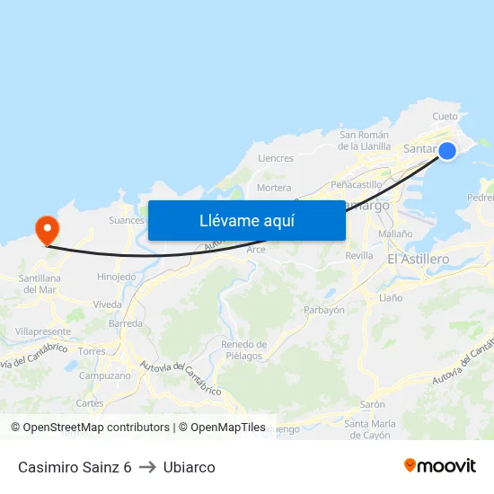 Casimiro Sainz 6 to Ubiarco map