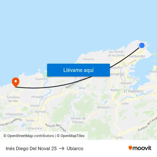 Inés Diego Del Noval 25 to Ubiarco map
