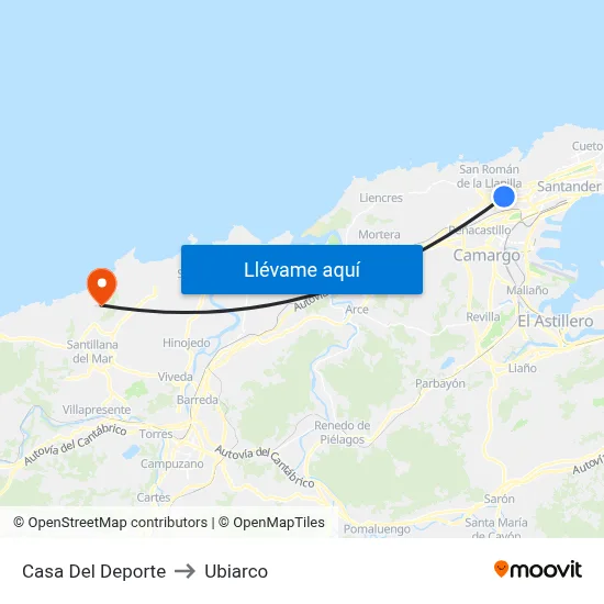Casa Del Deporte to Ubiarco map