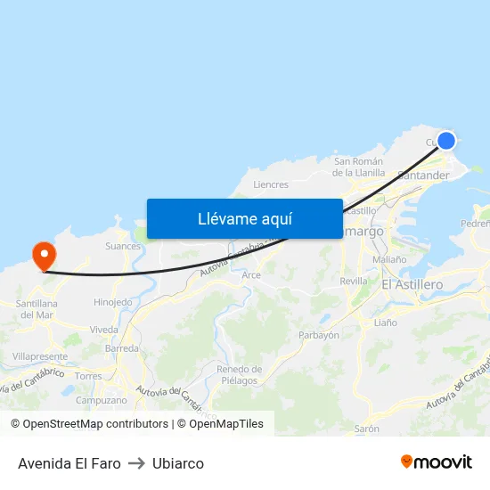 Avenida El Faro to Ubiarco map