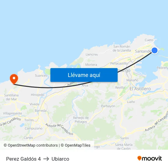 Perez Galdós 4 to Ubiarco map