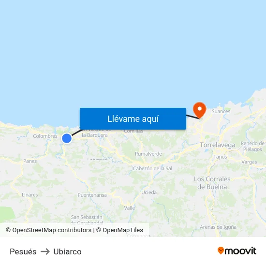 Pesués to Ubiarco map