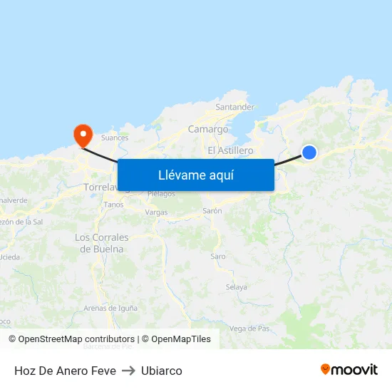 Hoz De Anero Feve to Ubiarco map