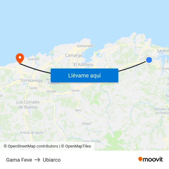 Gama Feve to Ubiarco map