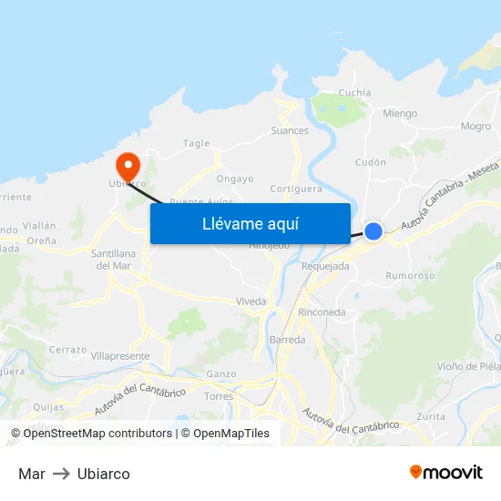 Mar to Ubiarco map