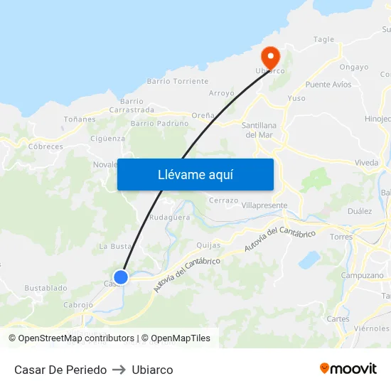 Casar De Periedo to Ubiarco map