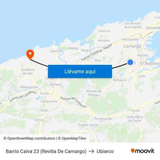 Barrio Calva 23 (Revilla De Camargo) to Ubiarco map