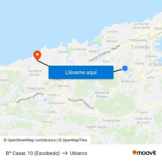 Bº Casar, 10 (Escobedo) to Ubiarco map