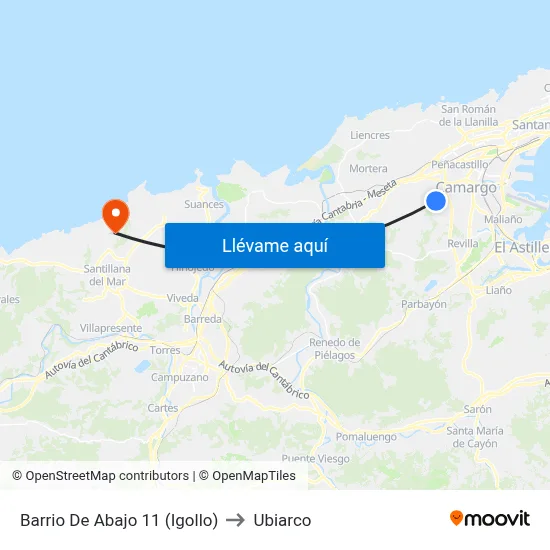 Barrio De Abajo 11 (Igollo) to Ubiarco map