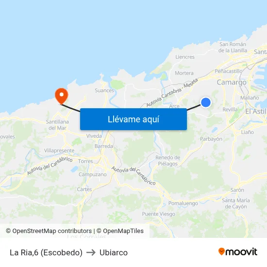 La Ria,6 (Escobedo) to Ubiarco map