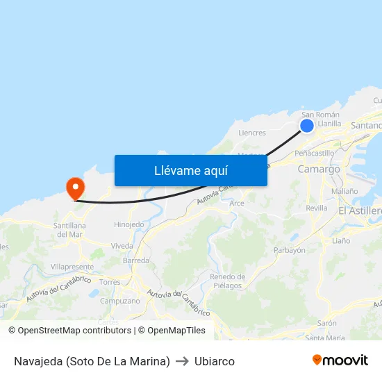 Navajeda (Soto De La Marina) to Ubiarco map