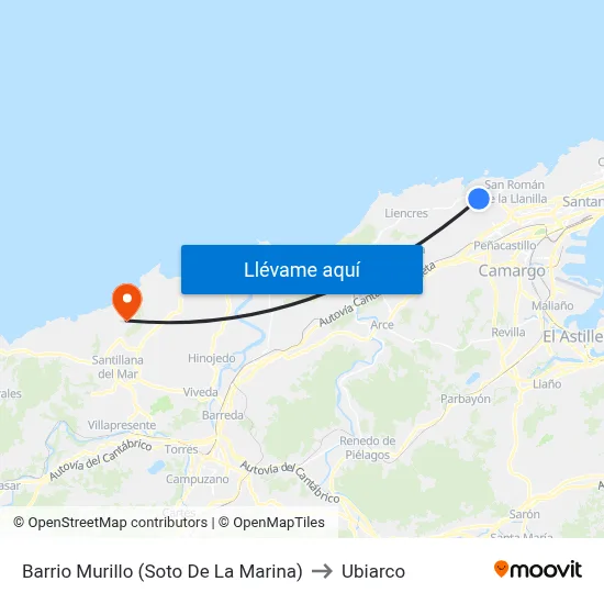 Barrio Murillo (Soto De La Marina) to Ubiarco map