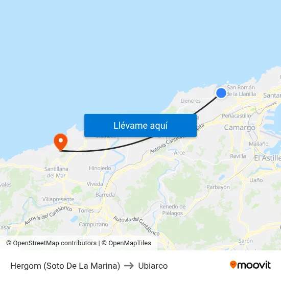 Hergom (Soto De La Marina) to Ubiarco map