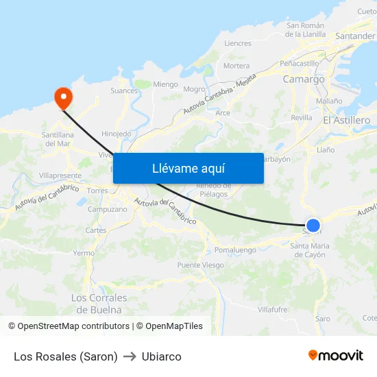 Los Rosales (Saron) to Ubiarco map