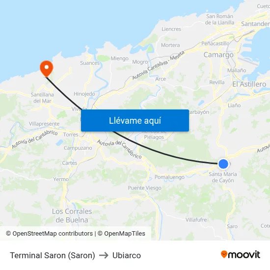 Terminal Saron (Saron) to Ubiarco map