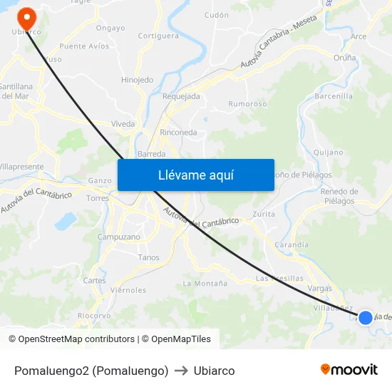 Pomaluengo2 (Pomaluengo) to Ubiarco map