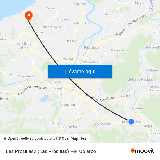 Las Presillas2 (Las Presillas) to Ubiarco map