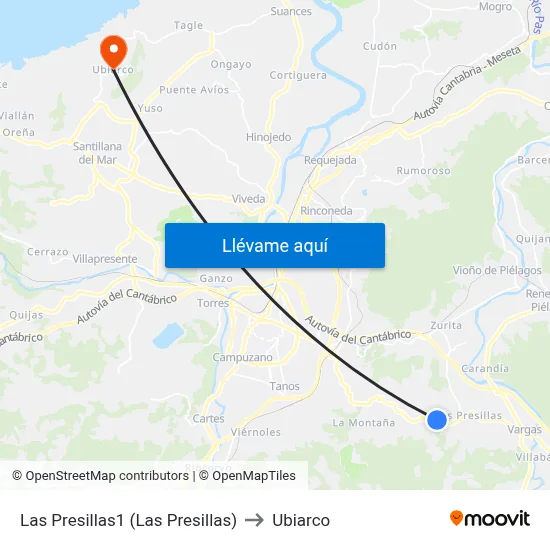 Las Presillas1 (Las Presillas) to Ubiarco map