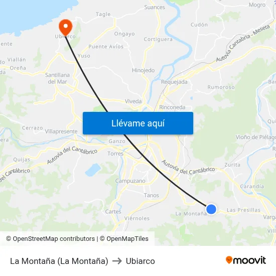 La Montaña (La Montaña) to Ubiarco map